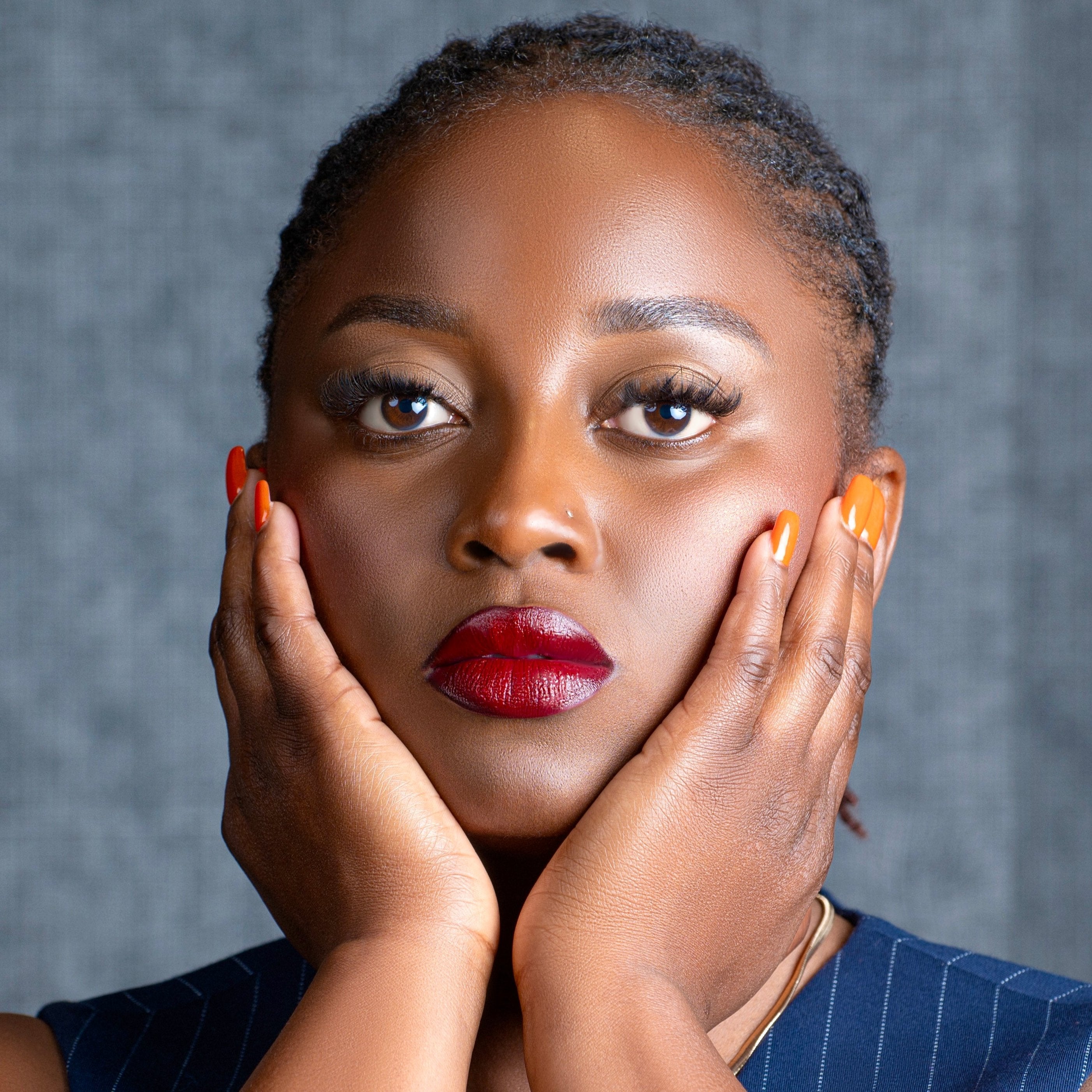 Shanghai Hybrid Lip Sculptor - Red Lipstick and Liquid Lipstick on Black Woman, Bold Red Lip Makeup for Dark Skin