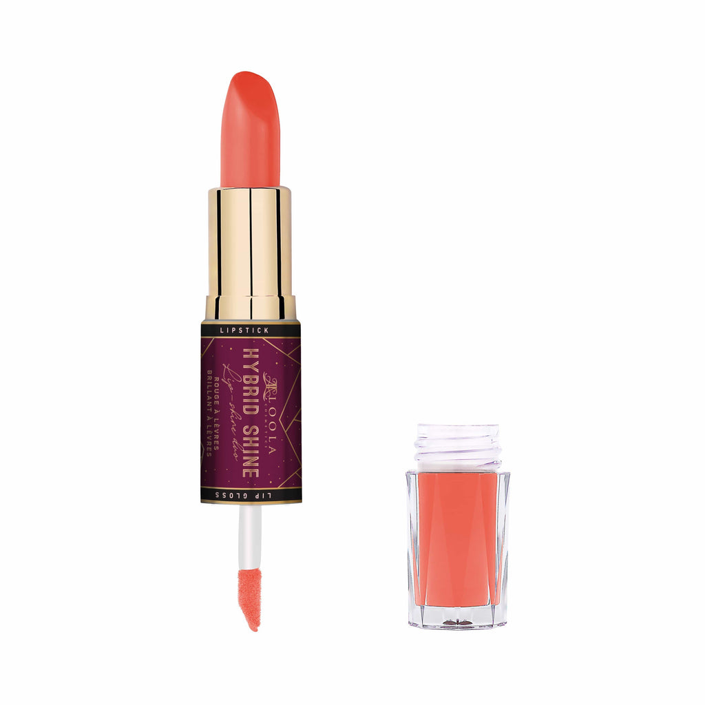Spring Peach Hybrid Shine - Lipgloss and Lipstick Duo - Loolacosmetics